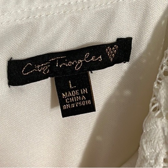 NWT-City Triangles-L-white-lace-spaghetti straps, baby doll dress with pockets. - Picture 4 of 8
